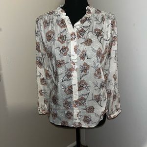 Francesca’s White and Floral Blouse